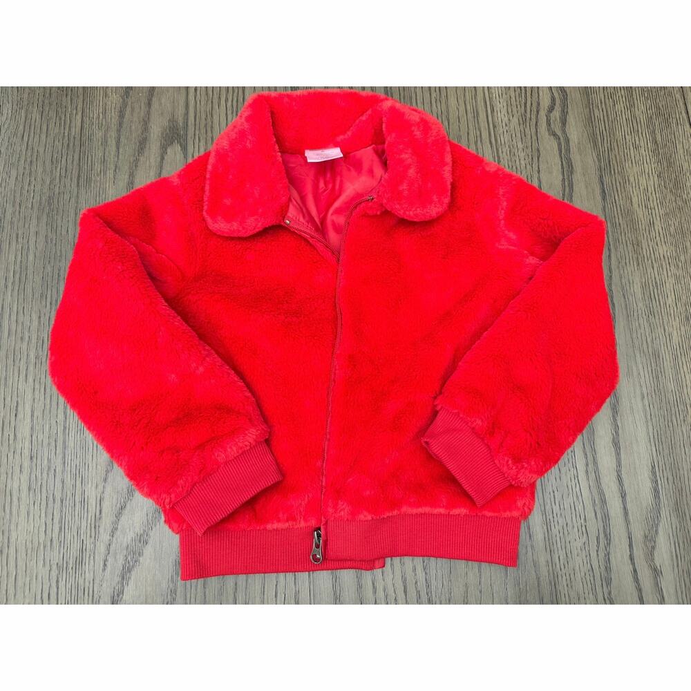 365 Kids Red Faux Fur Coat Size 6